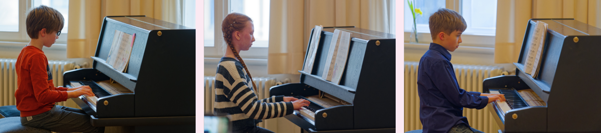 Mattis, Rebekka und Maxi am Klavier